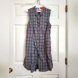 Toad and Co plaid sleeveless dress size S
